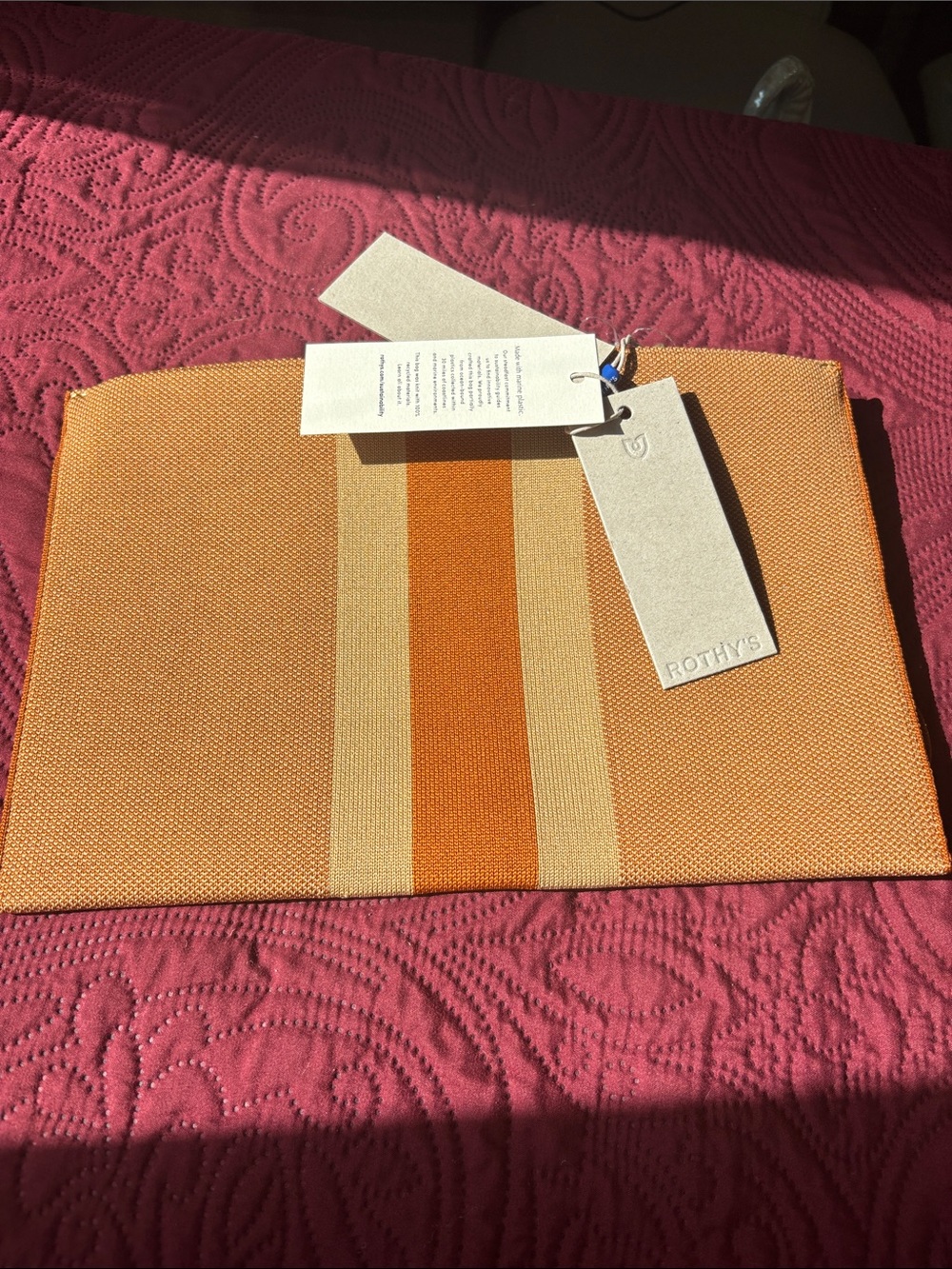 Rothy's Vibrant Orange and Tan Pouch
